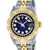 Image 1 : Rolex Ladies Two Tone 14K Blue Vignette Diamond Lugs Pyramid 26MM Datejust Wristwatch