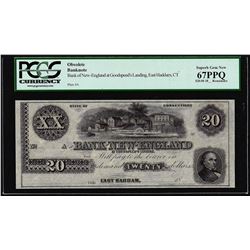 1800's $20 Bank of New England Goodspeeds Obsolete Note PCGS Superb Gem New 67PPQ