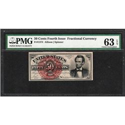 1863 50 Cent Fourth Issue Lincoln Fractional Currency Note PMG Choice Unc. 63EPQ