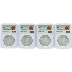 Lot of (4) 1978Mo Mexico 100 Pesos Silver Coins NGC MS64