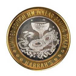 .999 Fine Silver Harrahs Casino Las Vegas, Nevada $10 Limited Edition Gaming Token