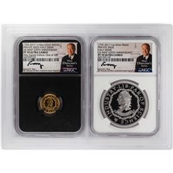 1792-2017 Half Disme 1/10 oz. Gold & 1oz. Silver Medals NGC PF70 W/ Moy Signature Set