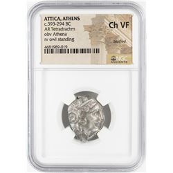 393-294 BC Attica Athens AR Tetradrachm Athena Owl Coin NGC CH VF