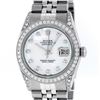 Image 1 : Rolex Mens Stainless Steel MOP Diamond Lugs 36MM Datejust Wristwatch