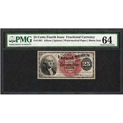 March 3, 1863 Fourth Issue 25 Cent Fractional Currency Note PMG Choice Uncirculated 64