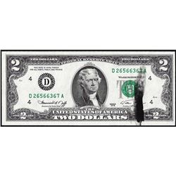 1976 $2 Federal Reserve Note Ink Smear ERROR