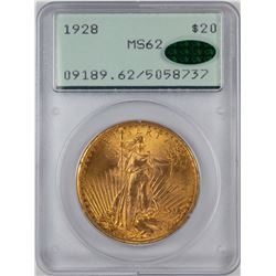 1928 $20 St. Gaudens Double Eagle Gold Coin PCGS MS62 CAC