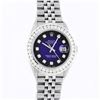 Image 2 : Rolex Mens Stainless Steel Blue Vignette 3 ctw Diamond Datejust 36MM Wristwatch