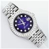 Image 3 : Rolex Mens Stainless Steel Blue Vignette 3 ctw Diamond Datejust 36MM Wristwatch