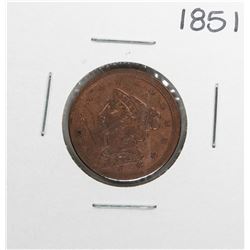 1851 Braided Hair Half Cent Coin