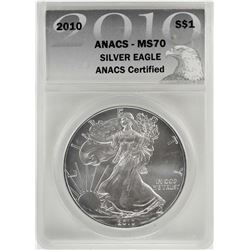 2010 $1 American Silver Eagle Coin ANACS MS70