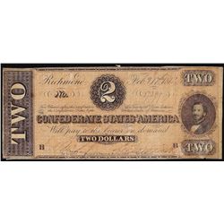1864 $2 Confederate States of America Note