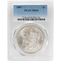 1897 $1 Morgan Silver Dollar Coin PCGS MS65