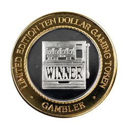 .999 Silver Gambler Reno, Nevada $10 Casino Limited Edition Gaming Token