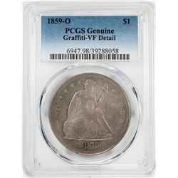 1859-O $1 Seated Liberty Silver Dollar Coin PCGS VF Details