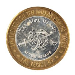 .999 Silver Treasure Island Las Vegas, Nevada $10 Casino Limited Edition Gaming Token