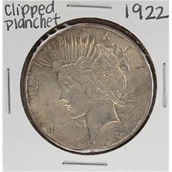 1922 $1 Peace Silver Dollar Coin - Clipped Planchet Error