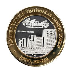 .999 Fine Silver Atlantis Casino & Resort Reno, NV $10 Limited Edition Gaming Token