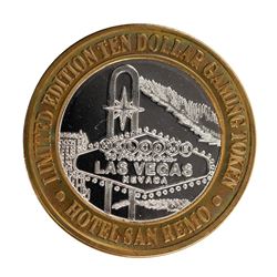 .999 Silver Hotel San Remo Las Vegas, Nevada $10 Casino Limited Edition Gaming Token