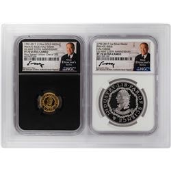 1792-2017 Half Disme 1/10 oz. Gold & 1oz. Silver Medals NGC PF70 W/ Moy Signature Set