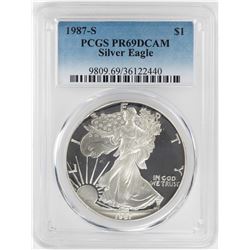 1987-S $1 Proof American Silver Eagle Coin PCGS PR69DCAM