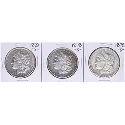 Lot of (3) 1878-S $1 Morgan Silver Dollar Coins