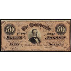 1864 $50 Confederate States of America Note