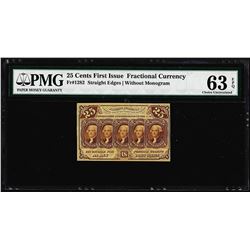 1862 First Issue 25 Cent Fractional Currency Note Fr.1282 PMG Choice Uncirculated 64EPQ