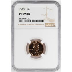 1959 Proof Lincoln Memorial Cent Coin NGC PF69RD