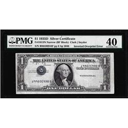 1935D $1 Silver Certificate Note Inverted Overprint ERROR PMG Extremely Fine 40