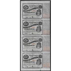Uncut Sheet of (4) State of Louisiana Baby Bond Obsolete Notes