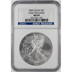 2009 $1 American Silver Eagle Coin NGC MS69 Early Releases