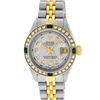 Image 2 : Rolex Ladies Two Tone Grey Diamond & Emerald 26MM Datejust Wristwatch