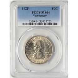 1925 Vancouver Centennial Commemorative Half Dollar Coin PCGS MS64