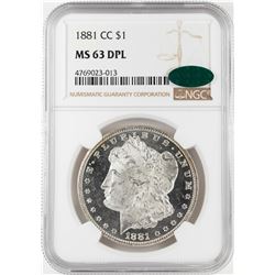 1881-CC $1 Morgan Silver Dollar Coin NGC MS63 DPL CAC