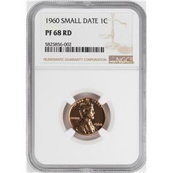 1960 Small Date Proof Lincoln Memorial Cent Coin NGC PF68RD