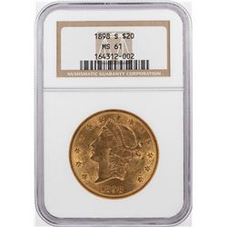 1898-S $20 Liberty Head Double Eagle Gold Coin NGC MS61