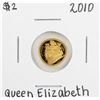 Image 1 : 2010 $2 Tuvalu Queen Elizabeth II Los Reyes Gold Coin