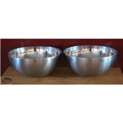 LOCATION #1. LOT OF 2 HEAVY DUTY STAINLESS STEEL MIXING BOWLS
