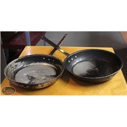 LOCATION #1. LOT OF 2 ALUMINUM 14" FRYING PANS