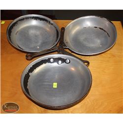 LOCATION #1. LOT OF 3 ALUMINUM 10" FRYING PANS