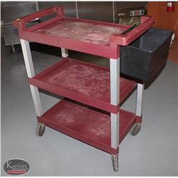 LOCATION #1. 3 TIER RUBBERMAID SERVICE CART W/ SIDE MOUNTING