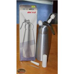 LOCATION #1. NEW MOSA STAINLESS STEEL 0.5L CREAM WHIPPER