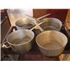 Image 1 : LOCATION #1. LOT OF 4 APPROX. 10 QUART ALUMINUM SAUCE PANS