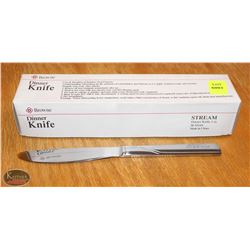 LOCATION #1. BOX OF 12 NEW BROWNE STAINLESS STEEL DINNER KNIVES