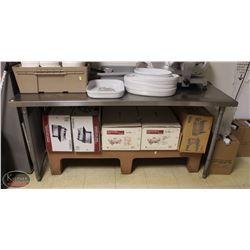 LOCATION #1. 6 FOOT STAINLESS STEEL WORKTABLE W/ BACKSPLASH