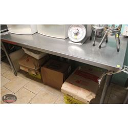 LOCATION #1. 6 FOOT STAINLESS STEEL WORKTABLE W/ BACKSPLASH