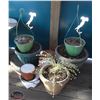 Image 1 : LOCATION #1. LOT OF 7 ASSORTED OUTDOOR PLANTERS INCL 2 HANGING