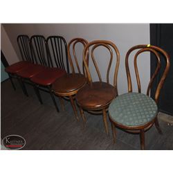 LOCATION #1. LOT OF 6 ASSORTED PADDED METAL CHAIRS