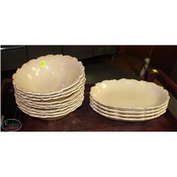 LOCATION #1. STACK OF 9 SERVING BOWLS W/ 4 SERVING PLATTERS